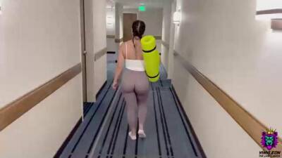 Instead of doing her yoga routine, busty brunette is having casual sex with her personal trainer on vidgratis.com