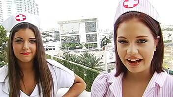 BRANDI BELLE - Cute Teens In Nurse Costumes Sharing One Cock #TBT on vidgratis.com