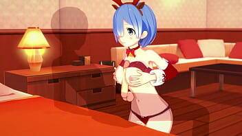 Re:Zero Rem rides cock and gets a creampie for Christmas. on vidgratis.com