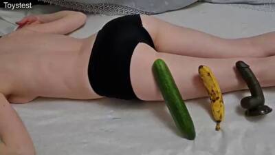 Hot girl is getting various fruits and vegetables inside her pussy, because it feels so fucking good on vidgratis.com