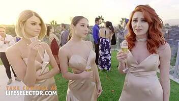 Three bridesmaids with wet tight pussies and one cock on vidgratis.com