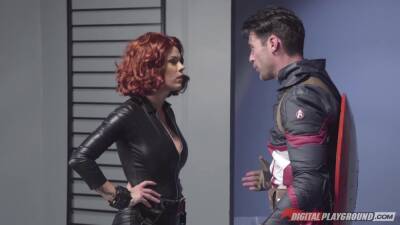 Captain America fucks ginger woman with fake tits and juicy ass Peta Jensen on vidgratis.com