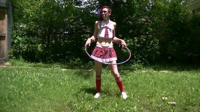 School Girl Milf Outside Hula Hoop And Trampoline on vidgratis.com