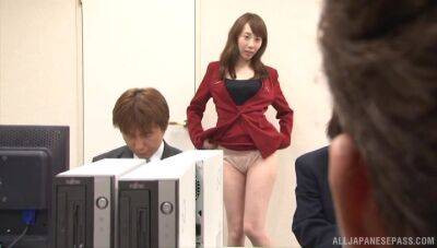 Clothed Japanese angel is ready for some wild fun at the office - Japan on vidgratis.com