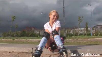 Sweet Sarah Kimble Roller Blade On The Part And Showing Her Pussy Closeup Naked Outdoor on vidgratis.com