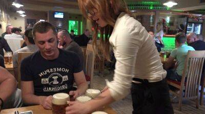 Cute waitress agrees to take several dicks in the bar on vidgratis.com