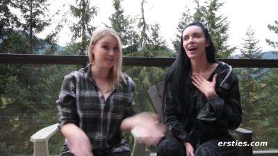Lesbian Couple Enjoy Far Away Sex - Blonde and brunette flirting outdoors - Germany on vidgratis.com