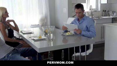 PervMom Horny Blonde Milf Jerks Stepson At Table on vidgratis.com