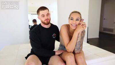 Stunning, Tattooed Blonde Is Fucking Her Lover And Moaning on vidgratis.com