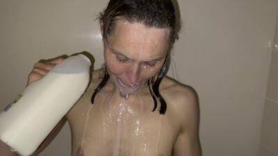 Milk Shower - Cold Freezing Milk Poured Over My Naked Body on vidgratis.com