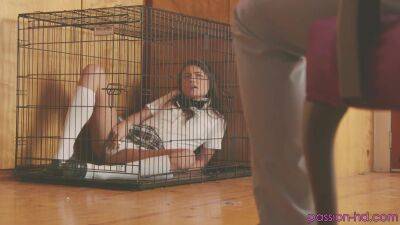 Caged teen fucked and gagged in her first family maledom on vidgratis.com