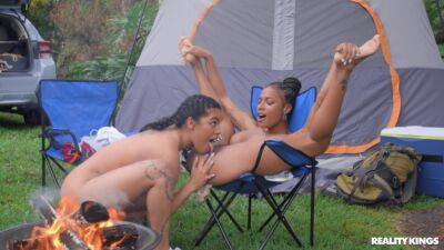 Dashing young ebony dolls turn camping trip into sexual fantasy on vidgratis.com