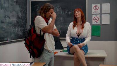 Redhead with huge tits in mesmerizing classroom porn tryout on vidgratis.com