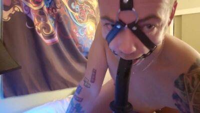 Horny tattooed man loves BDSM and playing with adult toys on vidgratis.com