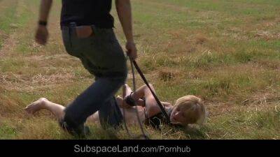 Submissive naked chick enjoys hardcore bondage and rough BDSM outside on vidgratis.com