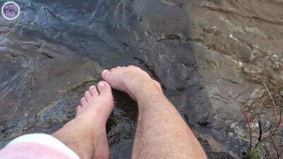 Big Feet And Hairy Legs Splashing At The Beach on vidgratis.com