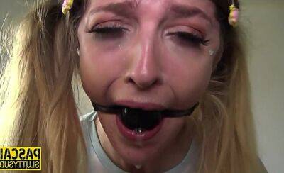 Gagged and bound teen gets throat and pussy fucked roughly on vidgratis.com