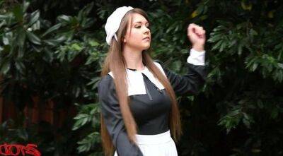 Cute maid Alice Lighthouse gets fucked and ends up covered with cum on vidgratis.com
