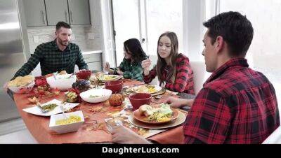 Stepdaughters Fuck Each Other's Stepfathers on Thanksgiving Day - DaughterLust on vidgratis.com