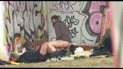 Dirty threesome sex of homeless whore and bearded dudes on vidgratis.com