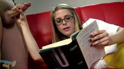 Handjob with slutty Penny Pax - Bookworm Beatoff - facial cumshot on vidgratis.com