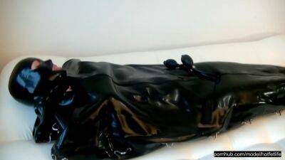 Sexy Latex Slave In The Rubber Bondage Body Bag on vidgratis.com