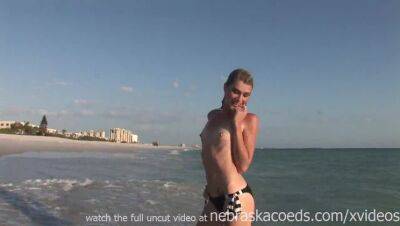 Tiny skinny blonde from st pete florida illegally naked on the beach on vidgratis.com