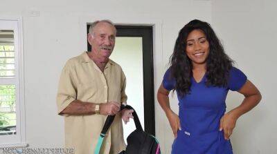 Big-Breasted Ebony Nurse Fucks With A Real Old Man on vidgratis.com