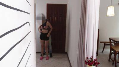 Wife Welcomes The Neighbor To The House While The Cuckold Is In The Bathroom - Brazil on vidgratis.com