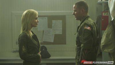 Kayden Kross gets eaten out and screwed by cocky soldier on vidgratis.com