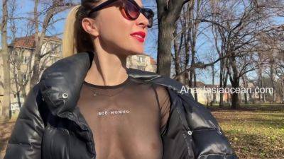 Anastasia Ocean In Beauty Flashes Her Big Boobs While Walking In A Public Park on vidgratis.com