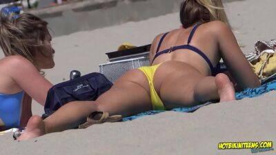 Yellow Bikini Thong Hot Ass Babe At The Beach on vidgratis.com