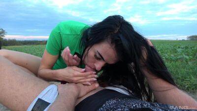 Spicy brunette whore gets steamy in outdoor throating and fucking like a pro on vidgratis.com