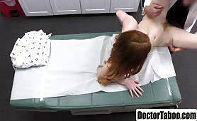 Teen redhead gets her fat pussy licked and banged by doctor on vidgratis.com