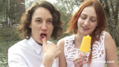 American Babes Explore Each Other's Sexy Bodies Outdoors - Redhead eats icecream and her lesbian girlfriend - Germany - Usa on vidgratis.com