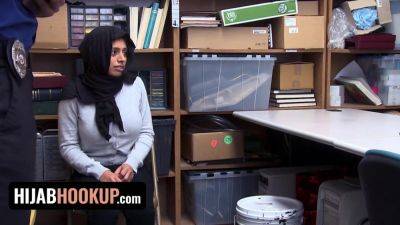 Big Titted Thief Ella Knox Submits Her Plump Pussy To Perv Officer In The Backroom - Hijabi thief reality on vidgratis.com