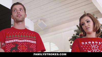 Riley Mae gets a rough Christmas fuck from her stepbro while her family is home! on vidgratis.com