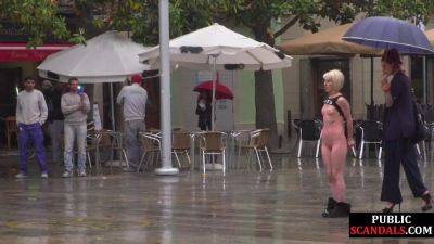 Public perverted naked slut seduced by BDSM lady outdoor on vidgratis.com