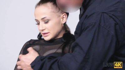 Watch this sexy criminal get her tight pussy drilled hard in jail by a security officer in 4K on vidgratis.com