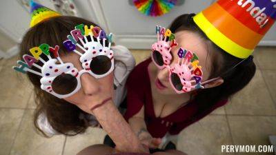 Party girls share cock in the family for rounds of POV threesome on vidgratis.com