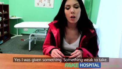 Hot brunette patient moans in pleasure while being examined in hospital by a nurse on vidgratis.com