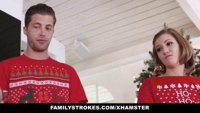 Milane Blanc & Riley Mae get naughty during the holidays with their familystrokes on vidgratis.com