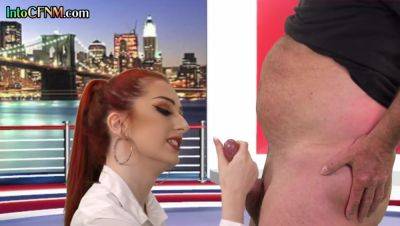 CFNM redhead British babe sucks cock in live TV show - Britain on vidgratis.com