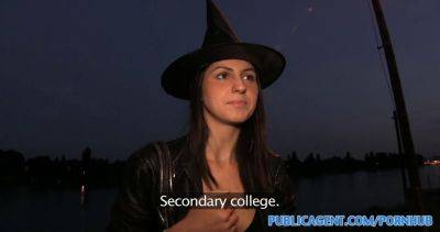 Watch Meg Magic's Halloween witch get pounded hard behind a tree in POV - Hungary on vidgratis.com