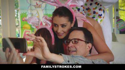 Tommy Gunn, Krissy Lynn & Avi Love in a wild family strokes cosplay with Easter Bunny Stepuncle on vidgratis.com