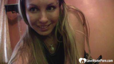 Blonde Beauty Has Fun Stripping Her Clothes Off on vidgratis.com