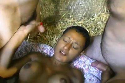 French Ebony With Short Hair Pleasing Multiple White Cocks On A Farm - France on vidgratis.com