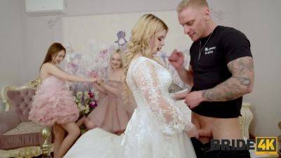 Bridesmaids and braid found out that the groom is cheating, so they fucked a best man in a FFFM - Russia on vidgratis.com
