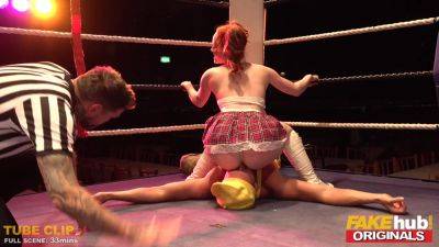 Redhead schoolgirl Ella Hughes rock inches in crazy Wrestling show - Britain on vidgratis.com