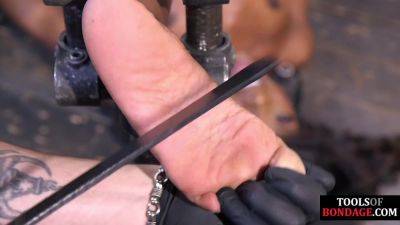 Poor BDSM Ebony babe feet whipped by rough CMNF master on vidgratis.com